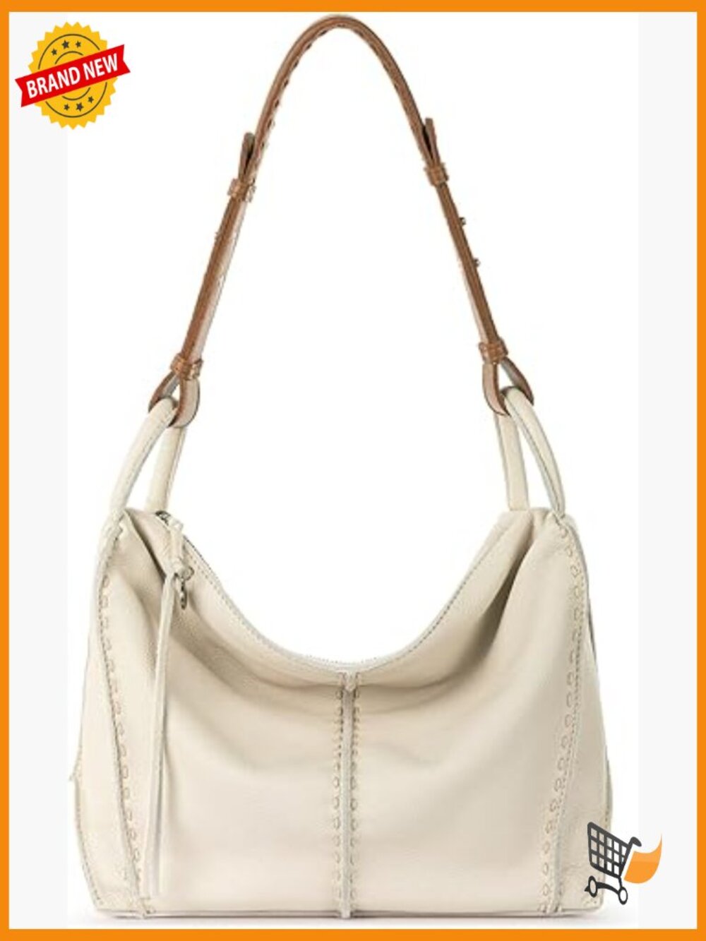 Large Hobo Purse - Premium Leather Handbag with Zipper Pocket